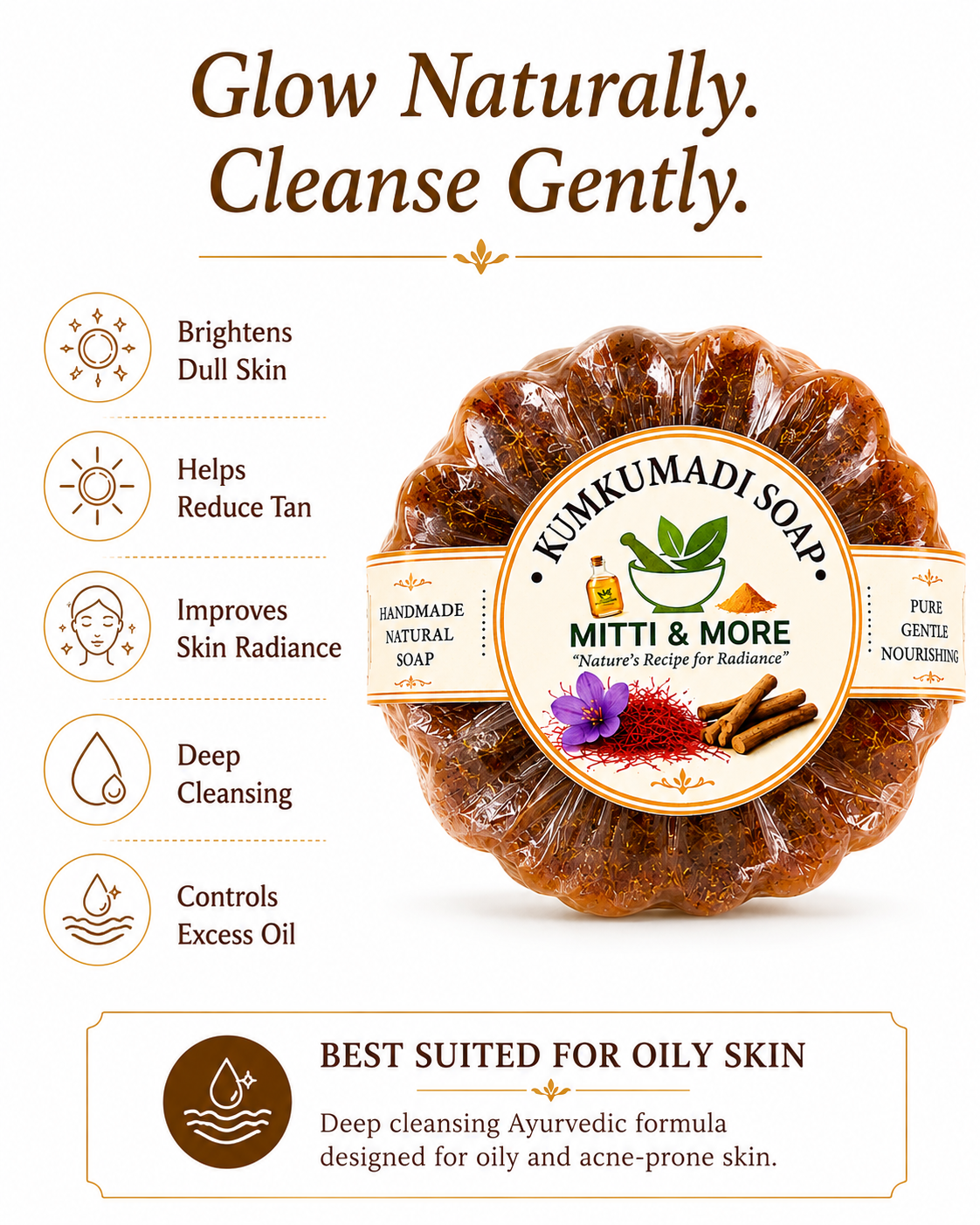 Kumkumadi Soap – Ayurvedic Glow Bathing Bar